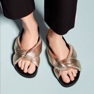 Authentic Chloe grey glitter flat sandal size 39